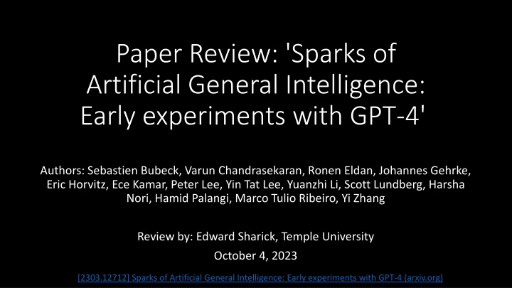 paper review sparks of artificial general