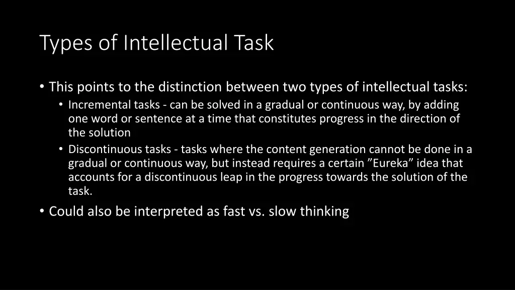 types of intellectual task