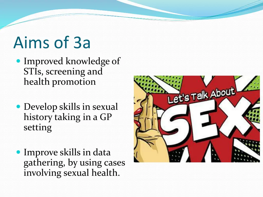 aims of 3a improved knowledge of stis screening