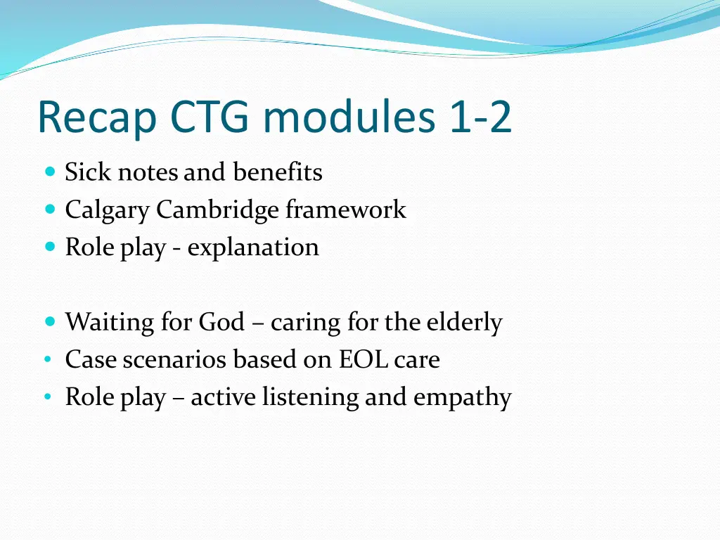 recap ctg modules 1 2