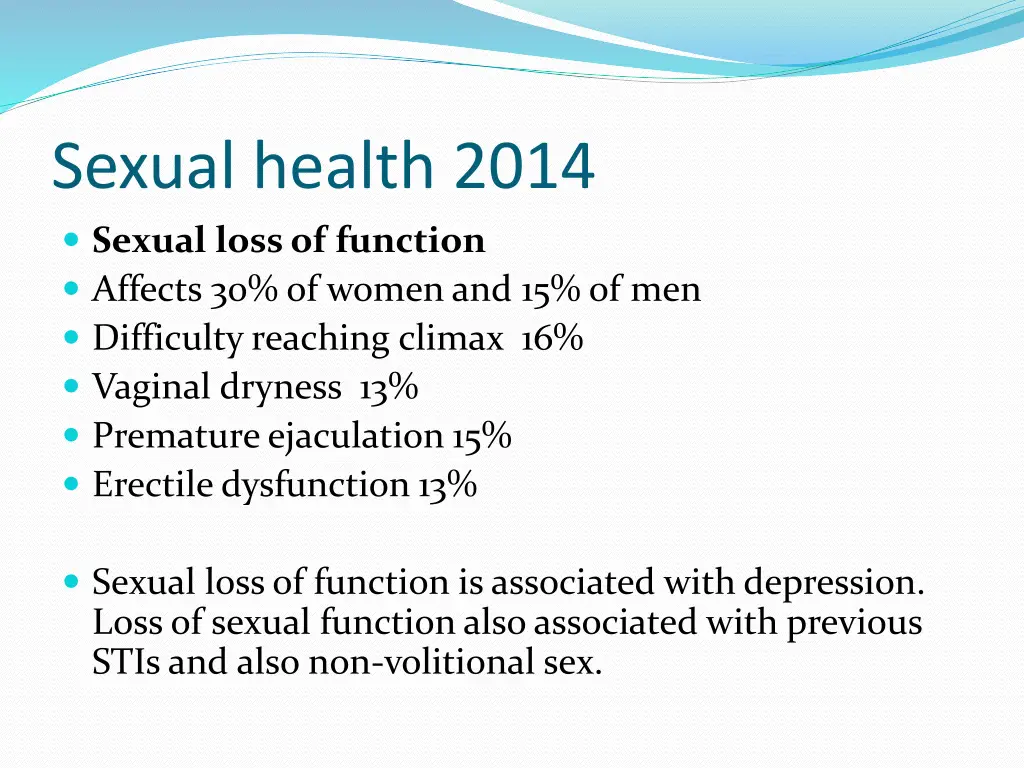 sexual health 2014 sexual loss of function