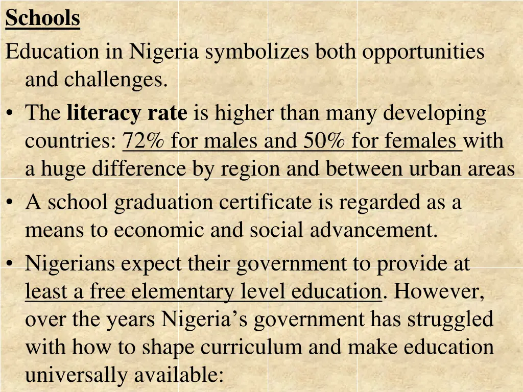 schools education in nigeria symbolizes both