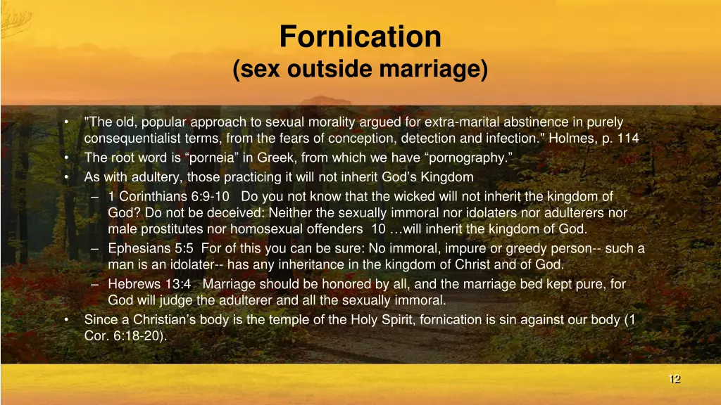 fornication sex outside marriage