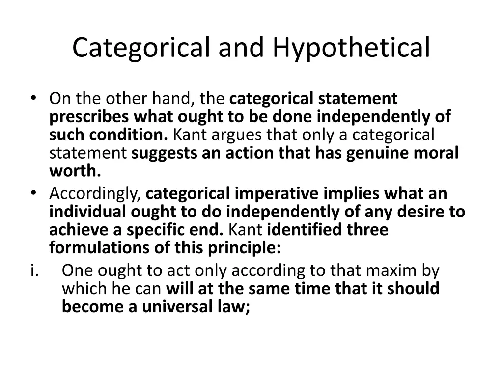 categorical and hypothetical