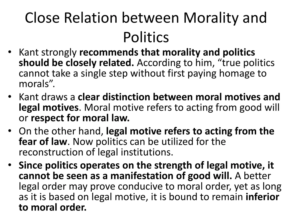 close relation between morality and politics kant