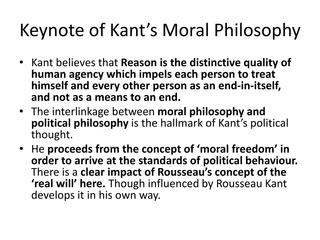 keynote of kant s moral philosophy