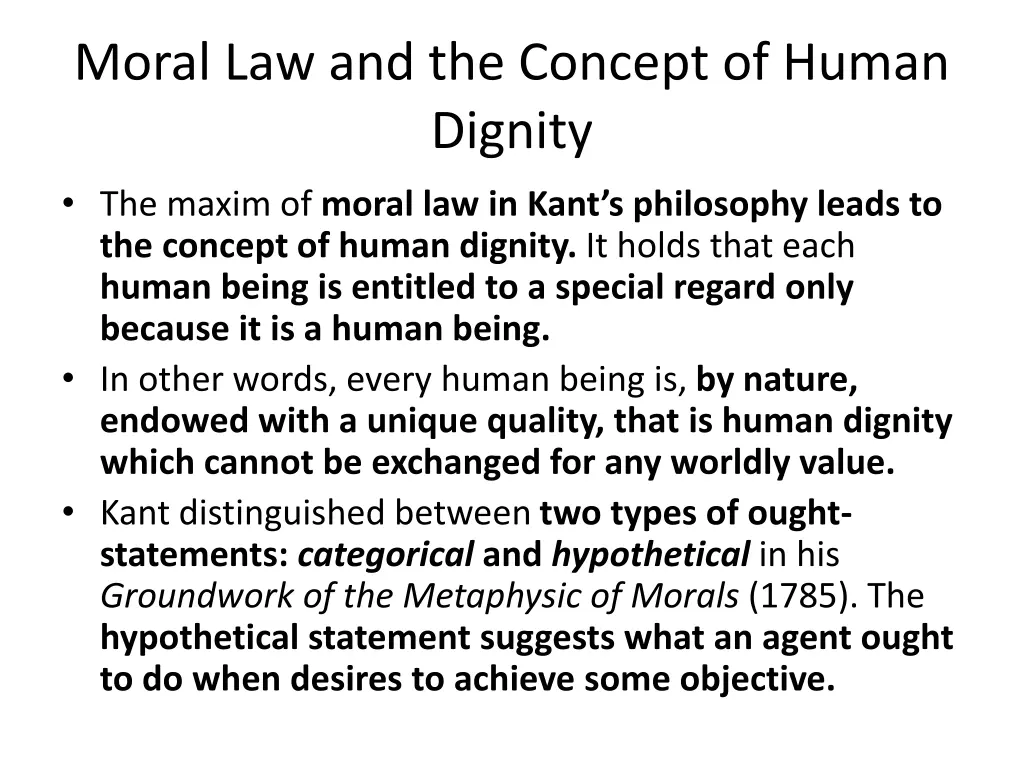 moral law and the concept of human dignity