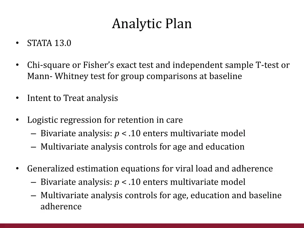 analytic plan