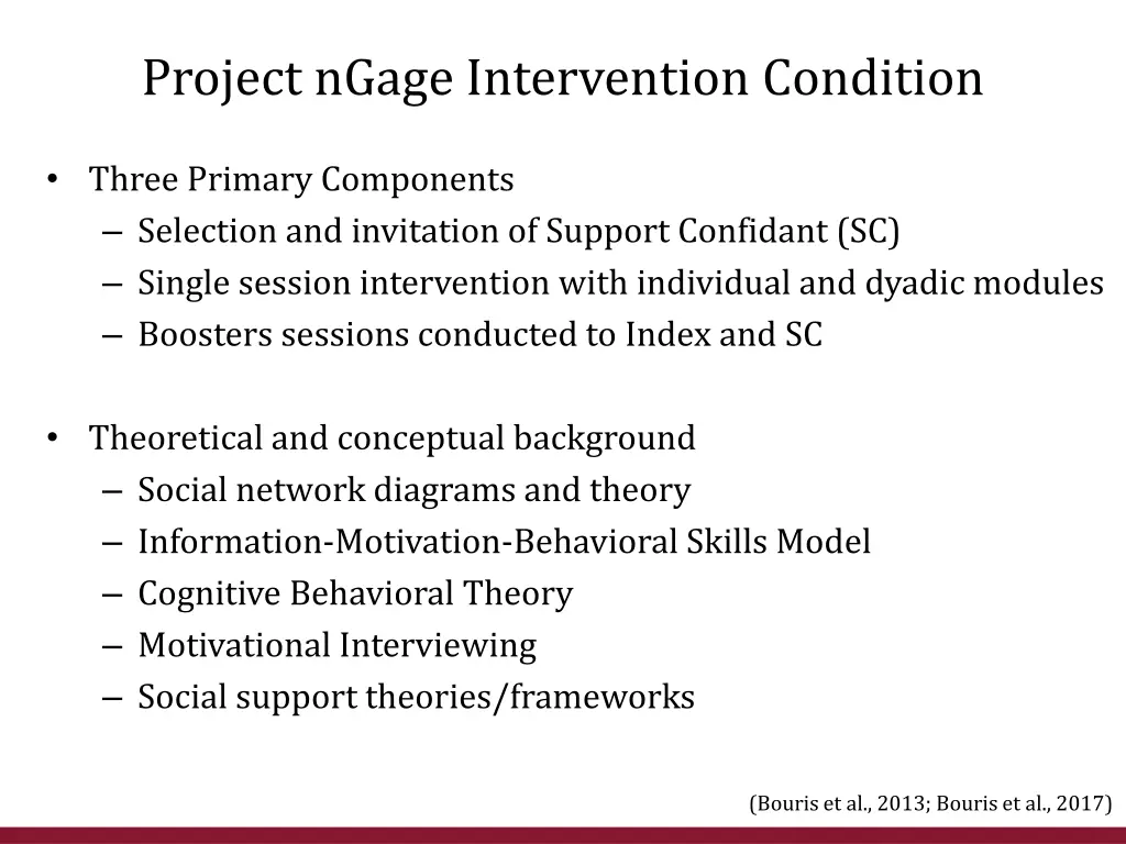 project ngage intervention condition