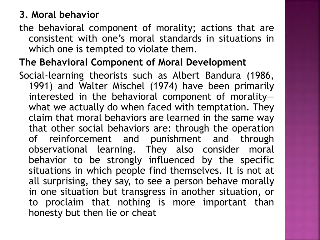 3 moral behavior the behavioral component