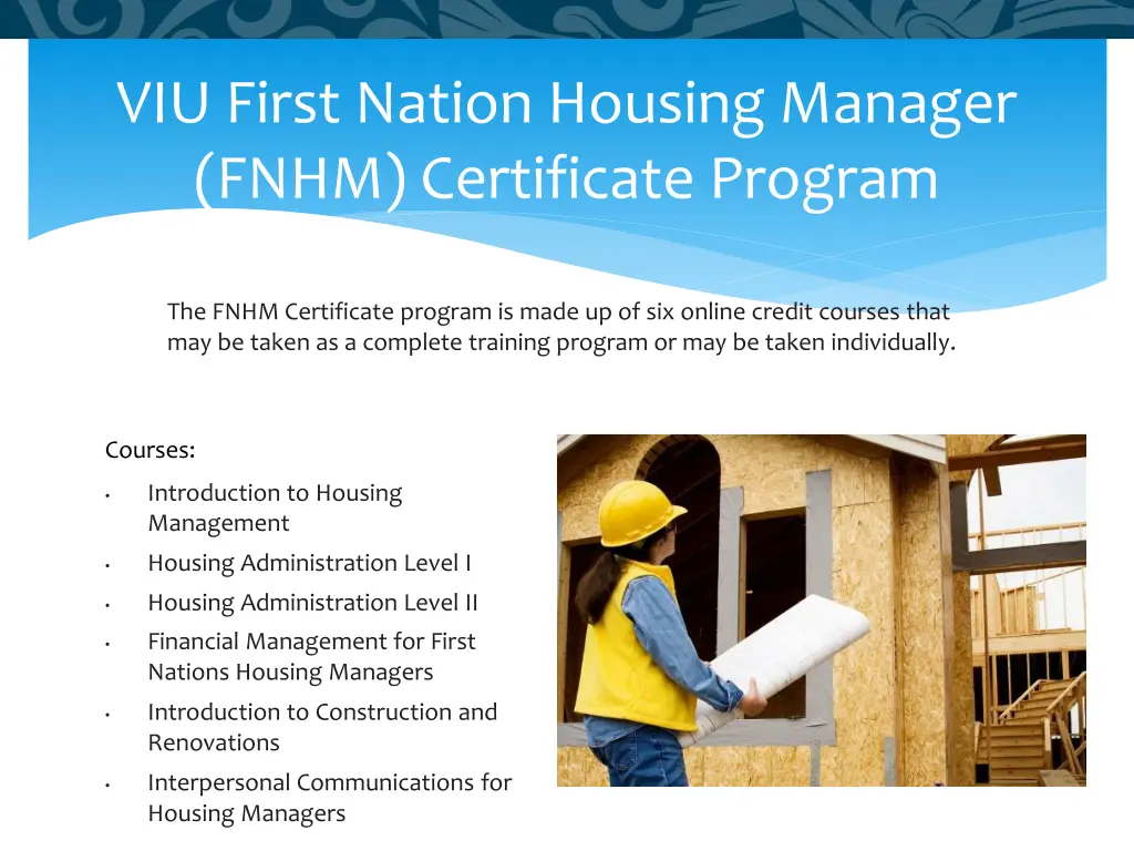 viu first nation housing manager fnhm certificate