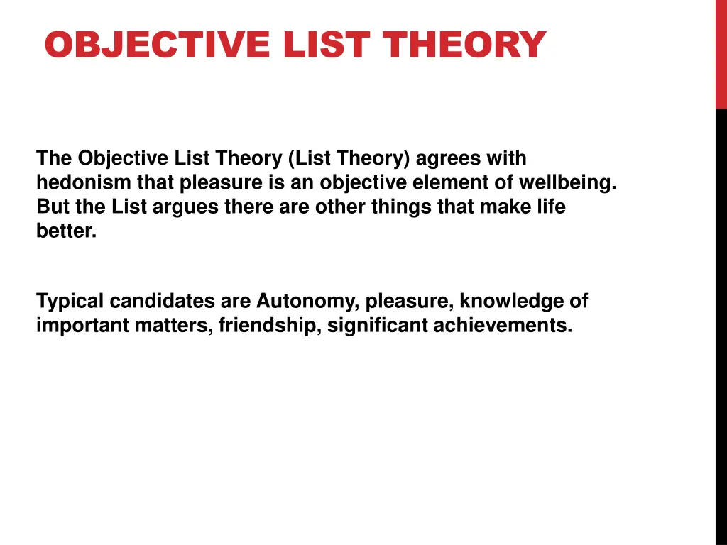 objective list theory