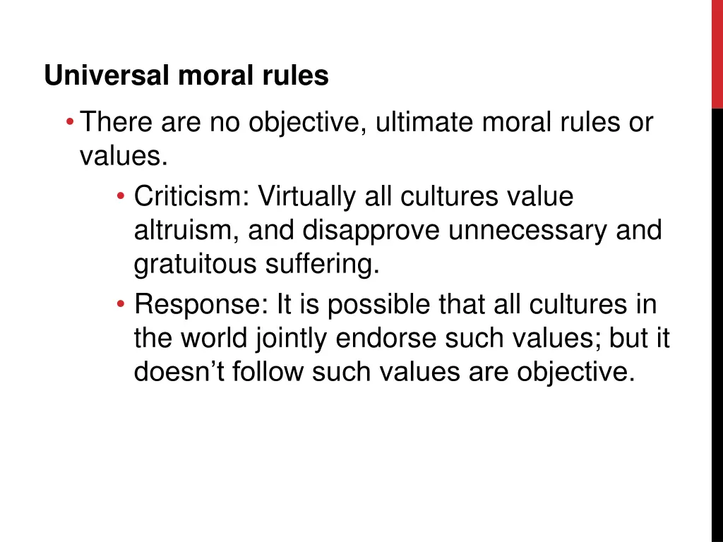 universal moral rules there are no objective