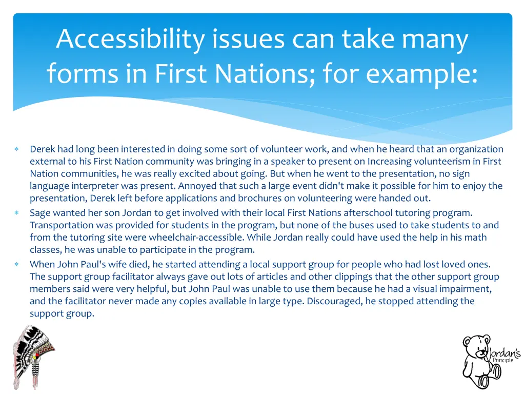 accessibility issues can take many forms in first