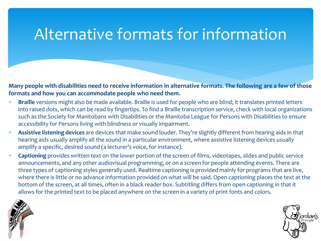 alternative formats for information 1