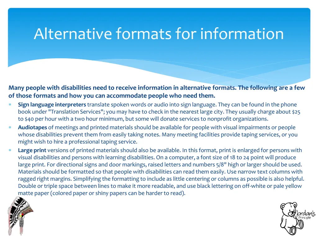 alternative formats for information