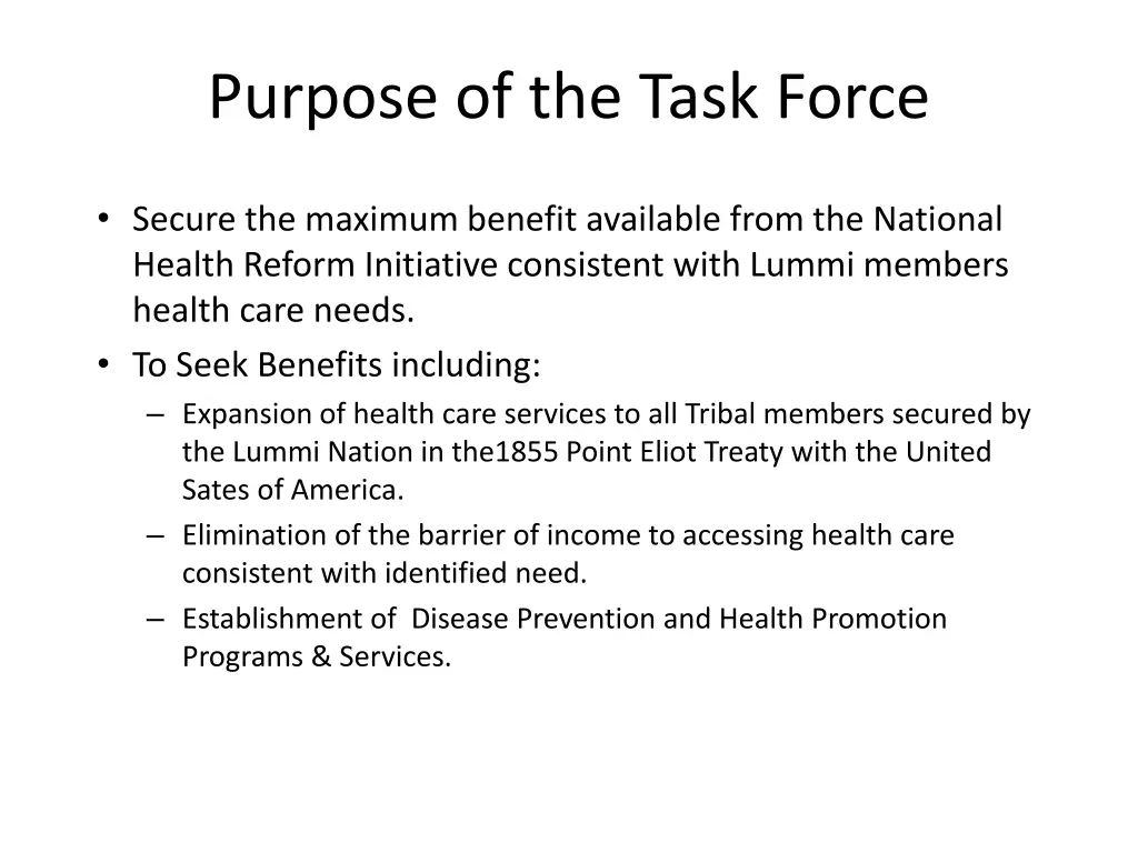 purpose of the task force