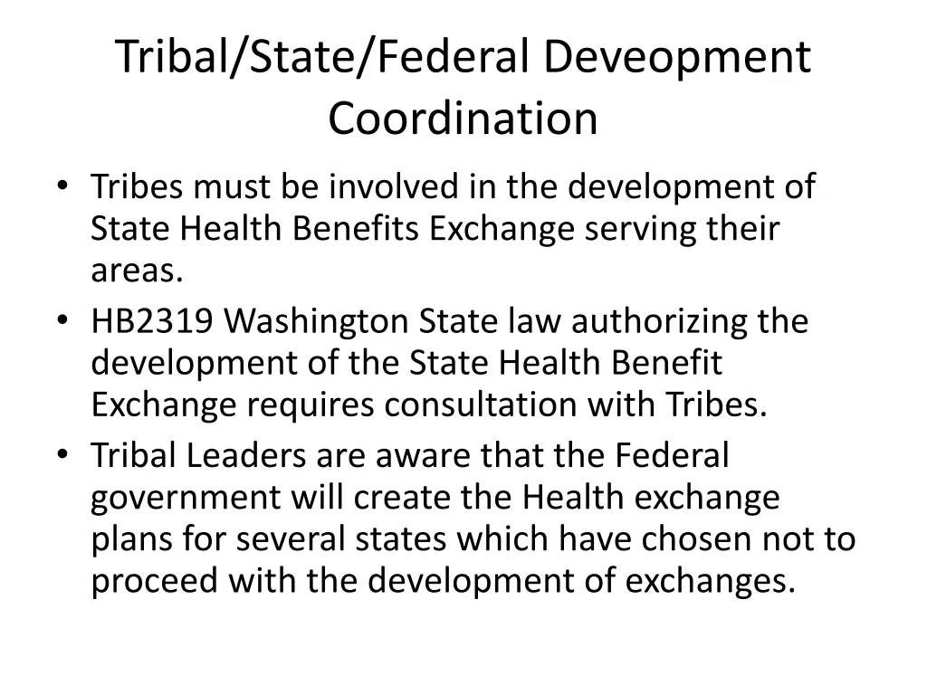 tribal state federal deveopment coordination