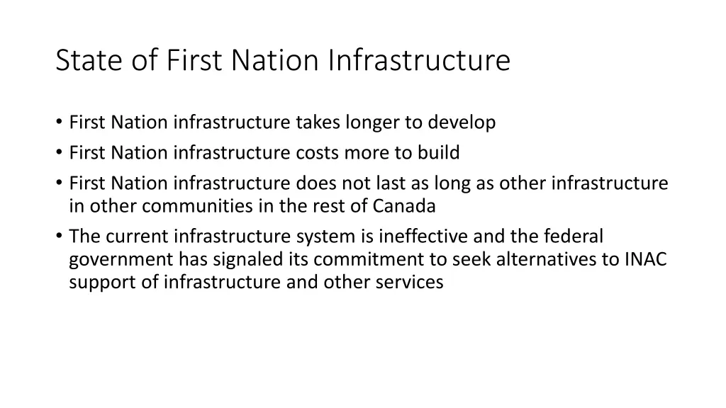 state of first nation infrastructure