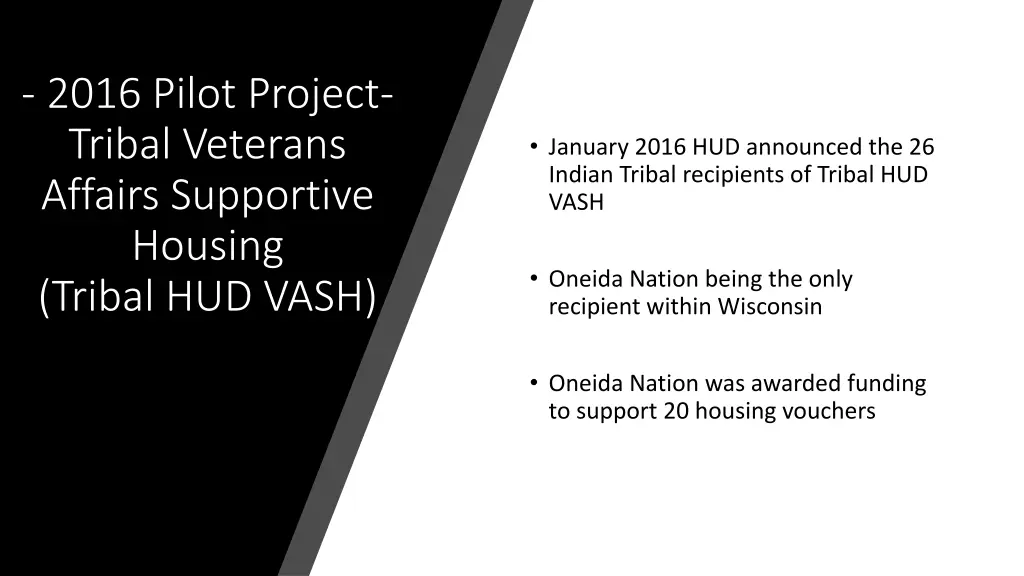 2016 pilot project tribal veterans affairs