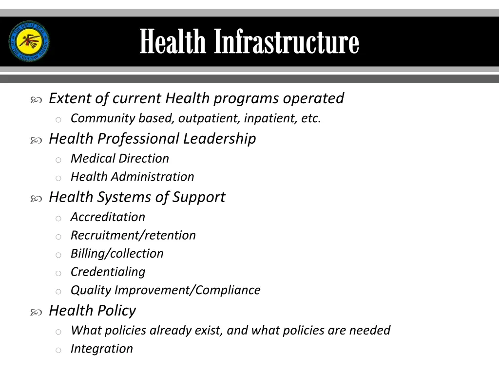 health infrastructure