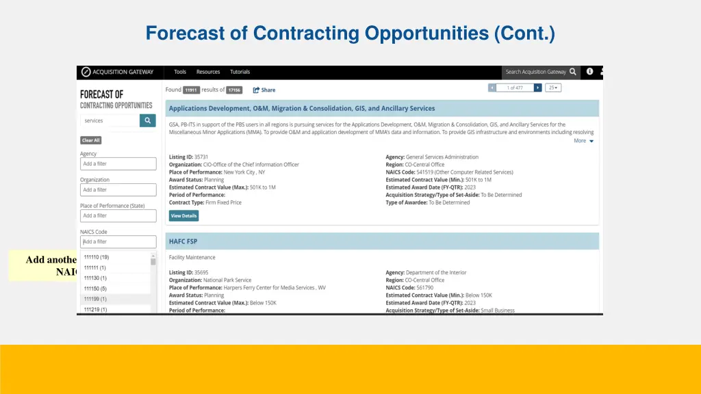 forecast of contracting opportunities cont 7