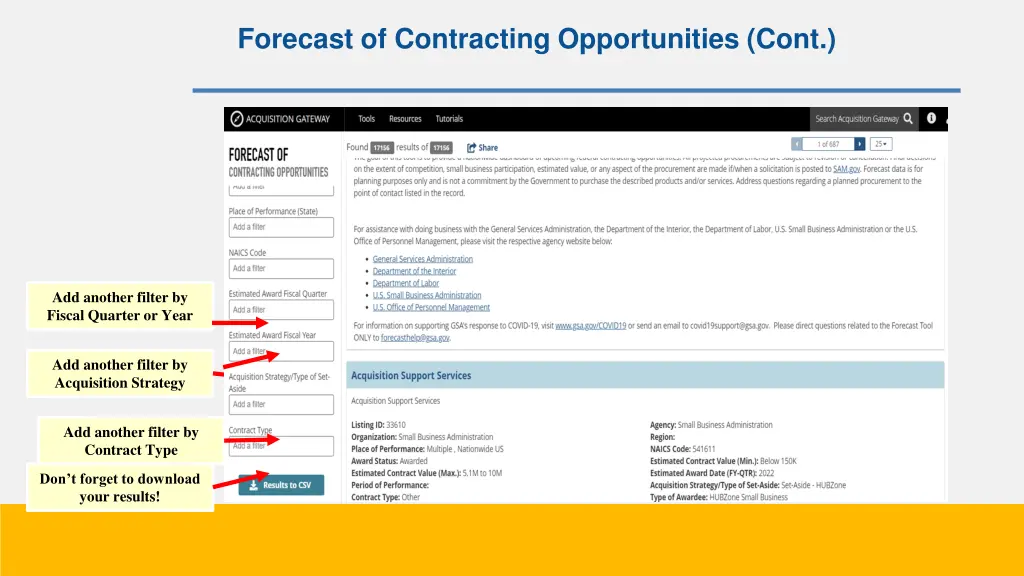 forecast of contracting opportunities cont 8