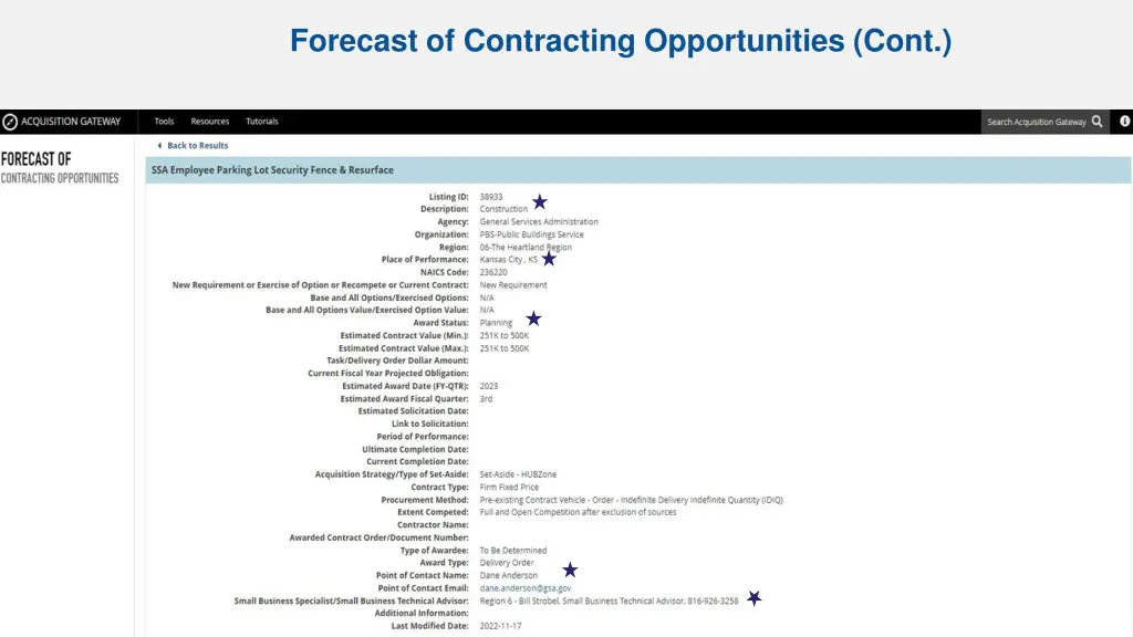 forecast of contracting opportunities cont 9