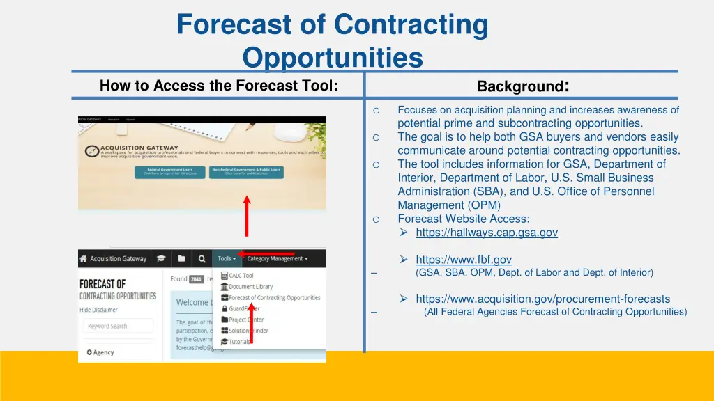 forecast of contracting opportunities