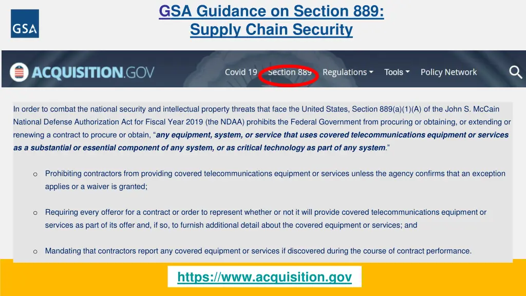 gsa guidance on section 889 supply chain security