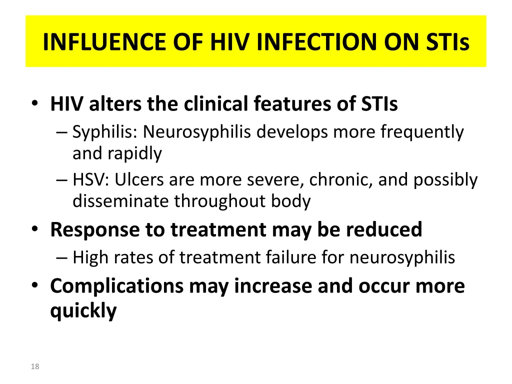 influence of hiv infection on stis