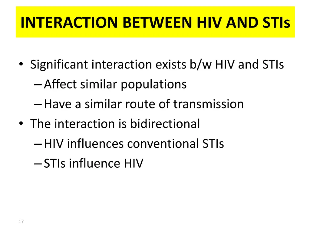 interaction between hiv and stis