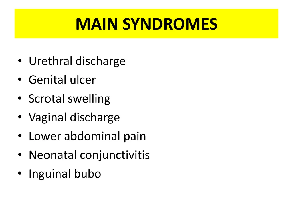 main syndromes