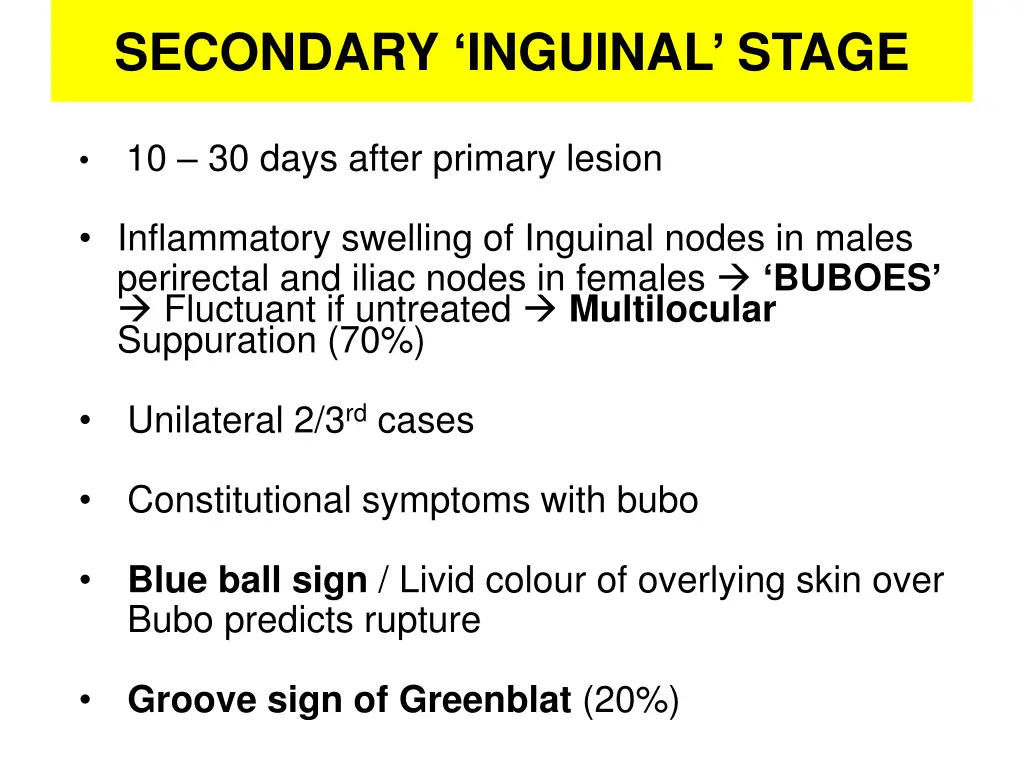 secondary inguinal stage