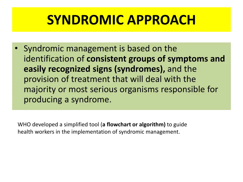 syndromic approach