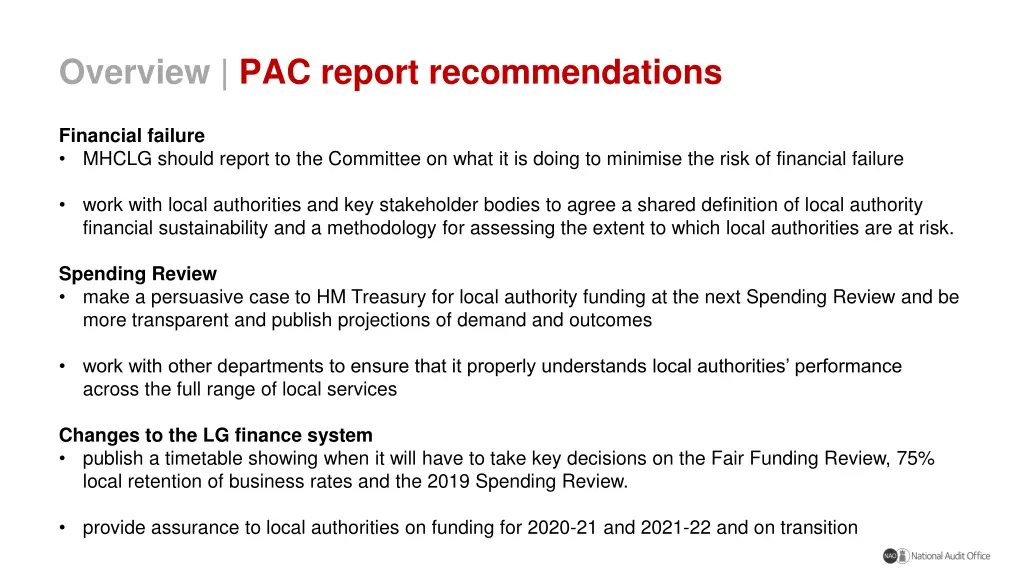 overview pac report recommendations