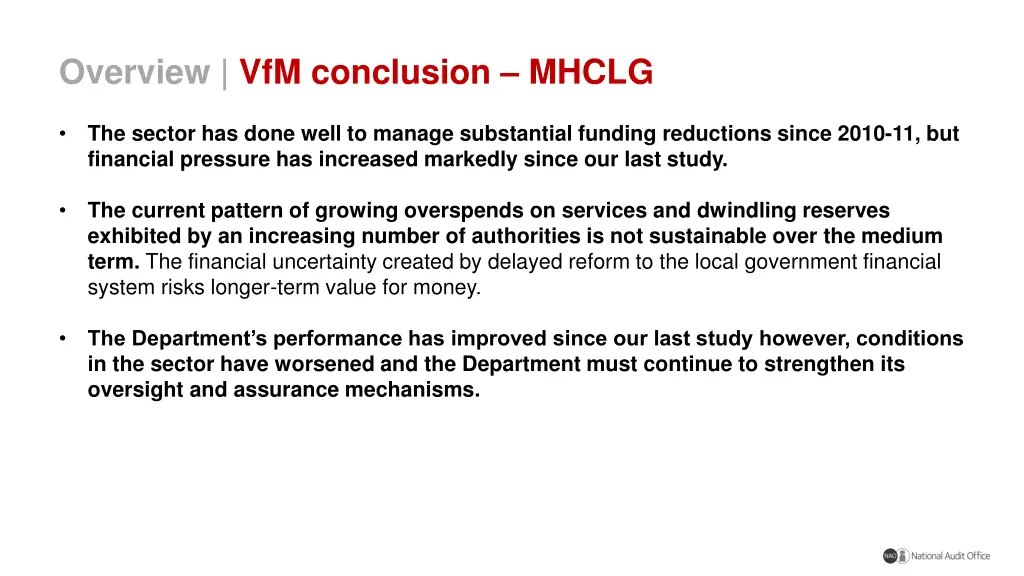 overview vfm conclusion mhclg