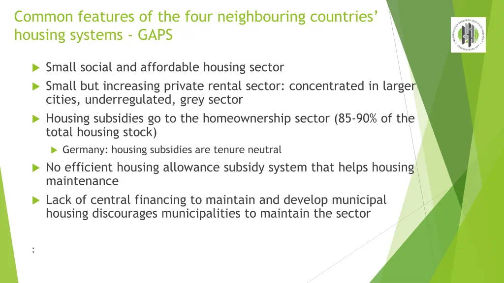 common features of the four neighbouring