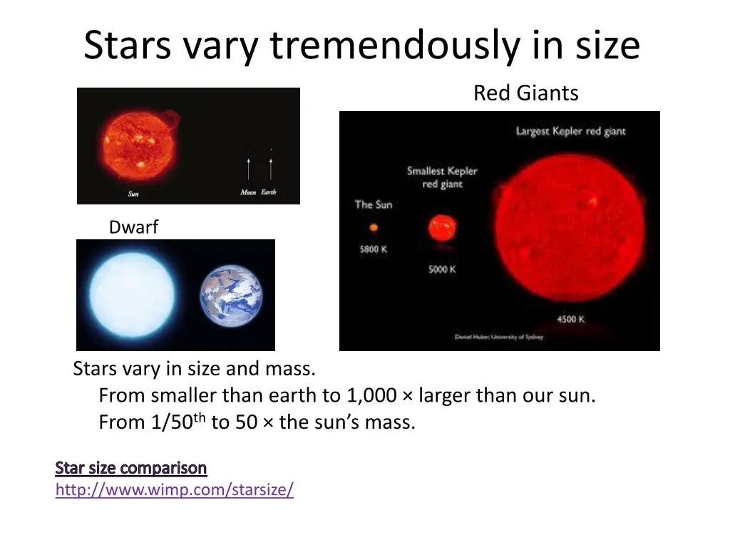 stars vary tremendously in size