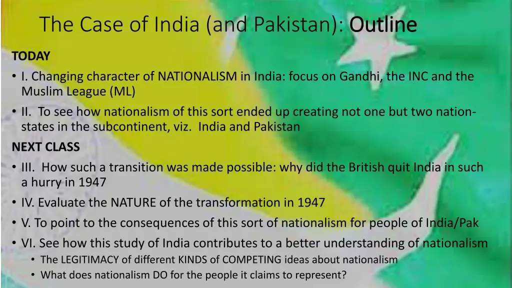 the case of india and pakistan outline