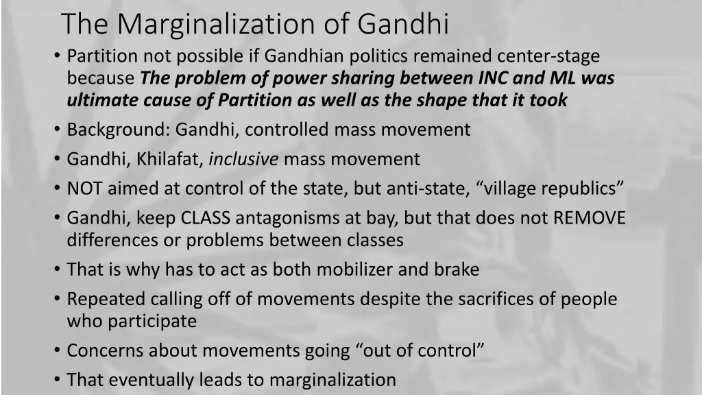 the marginalization of gandhi partition