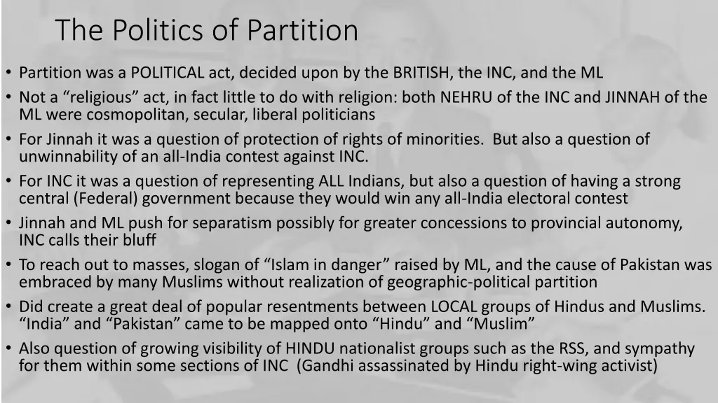 the politics of partition