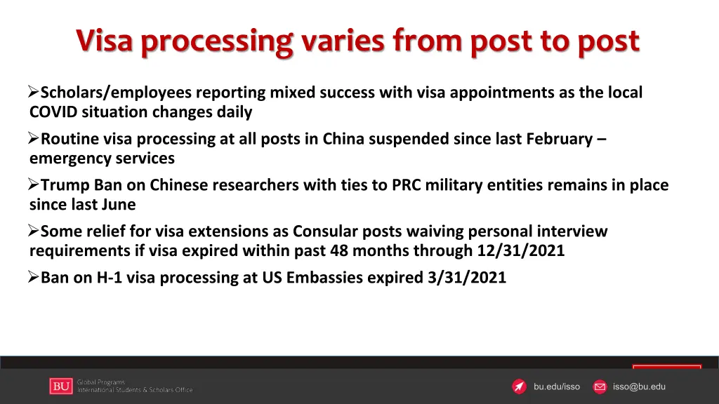 visa processing varies from post to post