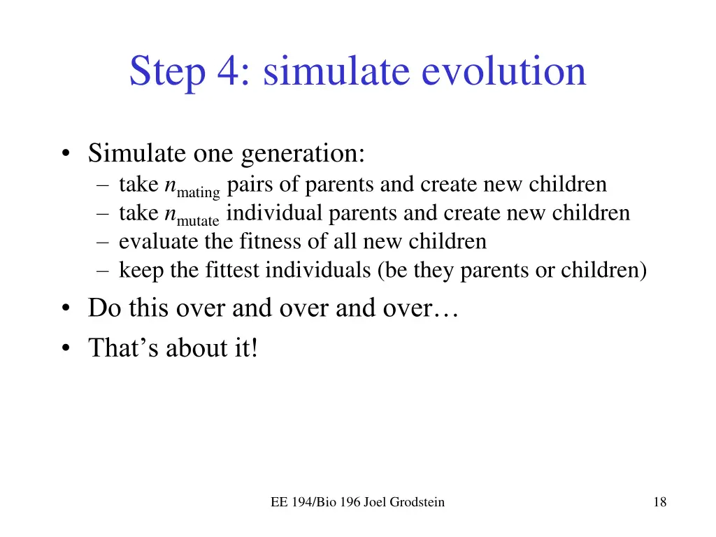 step 4 simulate evolution