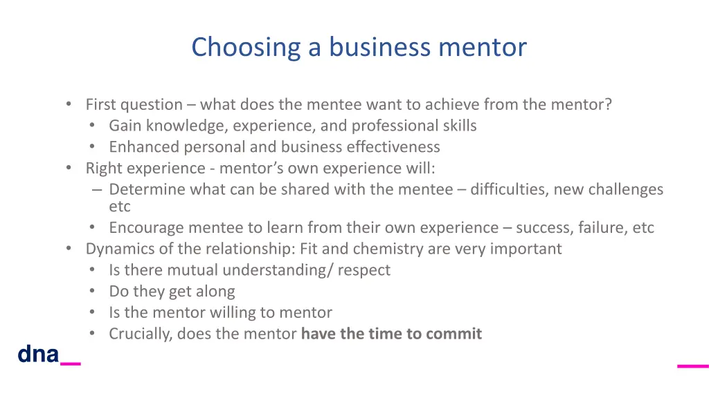 choosing a business mentor