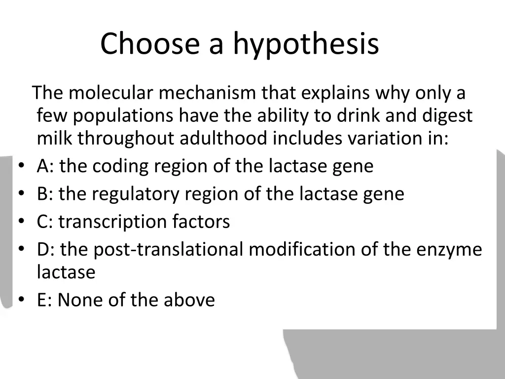 choose a hypothesis