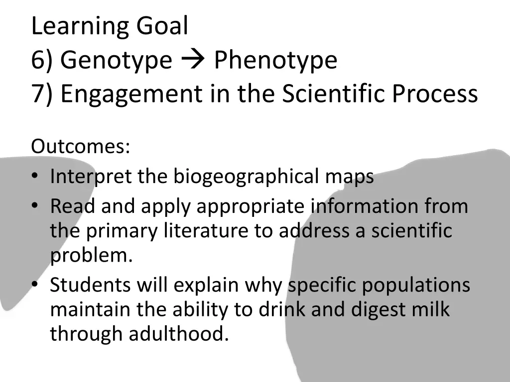 learning goal 6 genotype phenotype 7 engagement