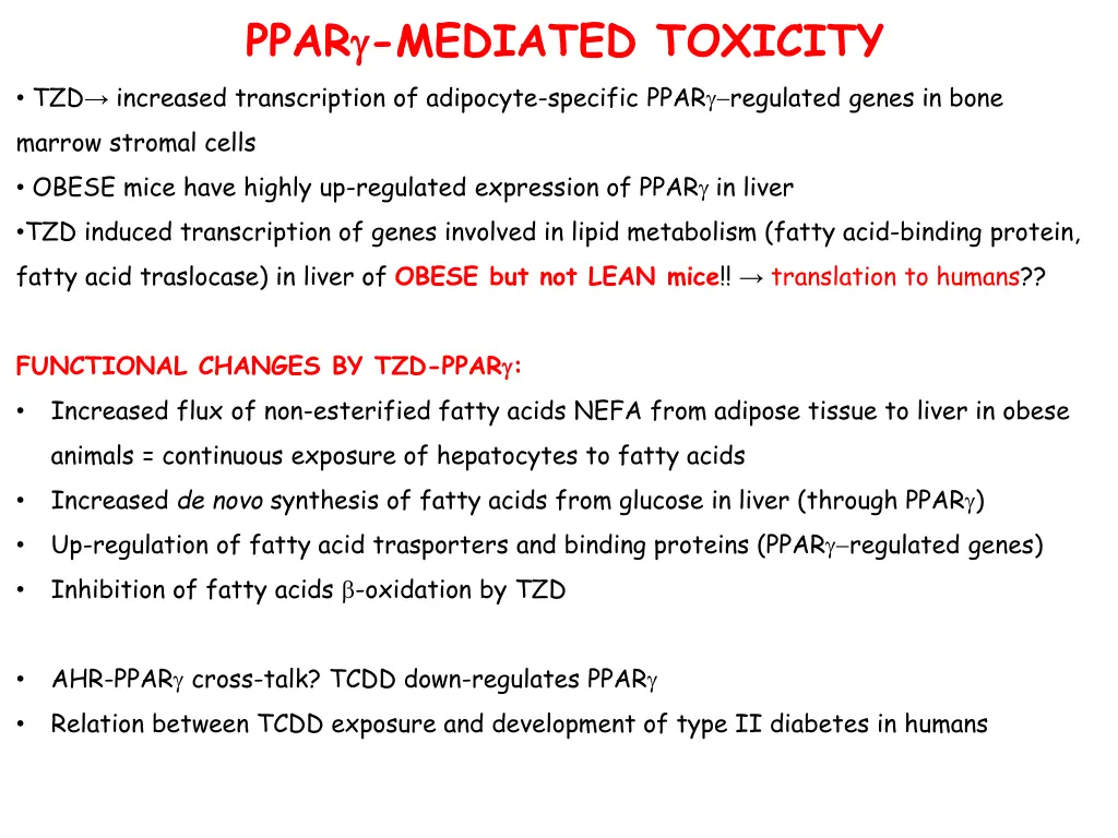 ppar mediated toxicity tzd increased