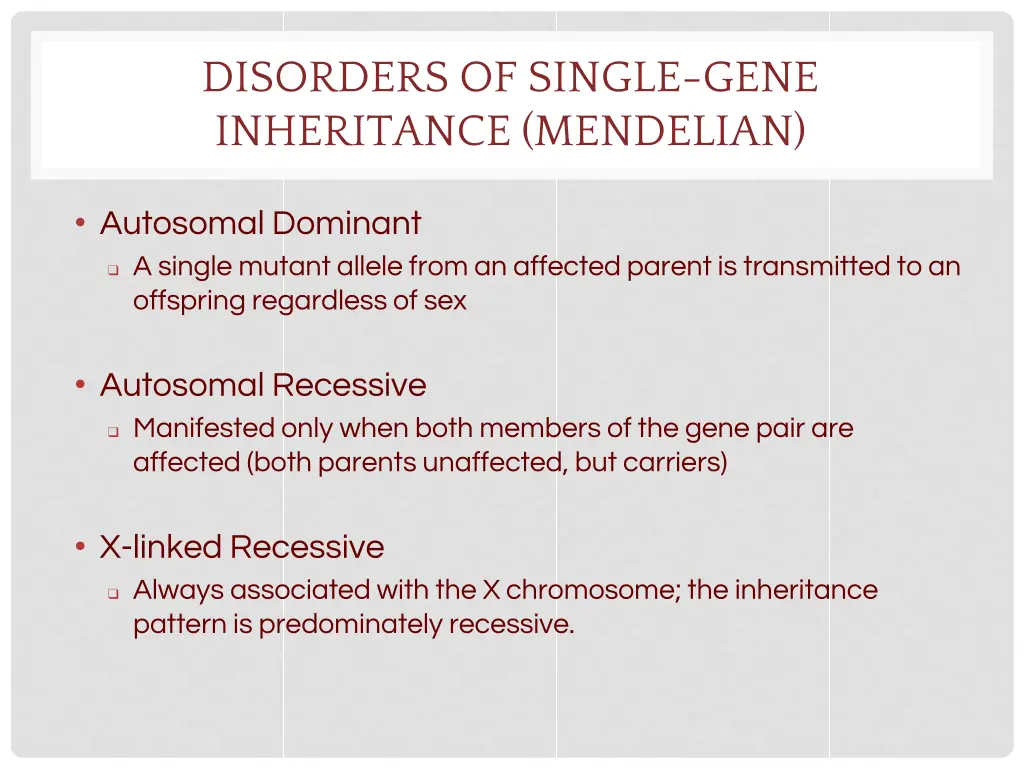 disorders of single gene inheritance mendelian