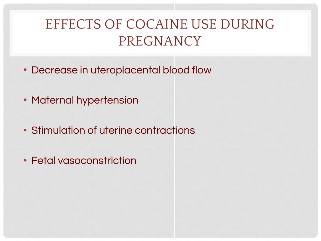 effects of cocaine use during pregnancy